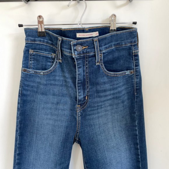 Levi's Mile High Super Skinny Jean - Medium Wash, Distressed - Size 28 x 30 - Picture 3 of 6